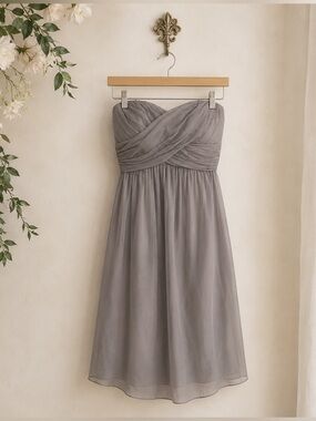 J Crew wedding collection Taryn prom formal chiffon dress gray 6